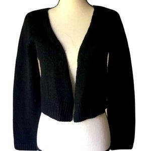Michelle Nicole Wool Blend Knit Open Front Cropped Cardigan Black M